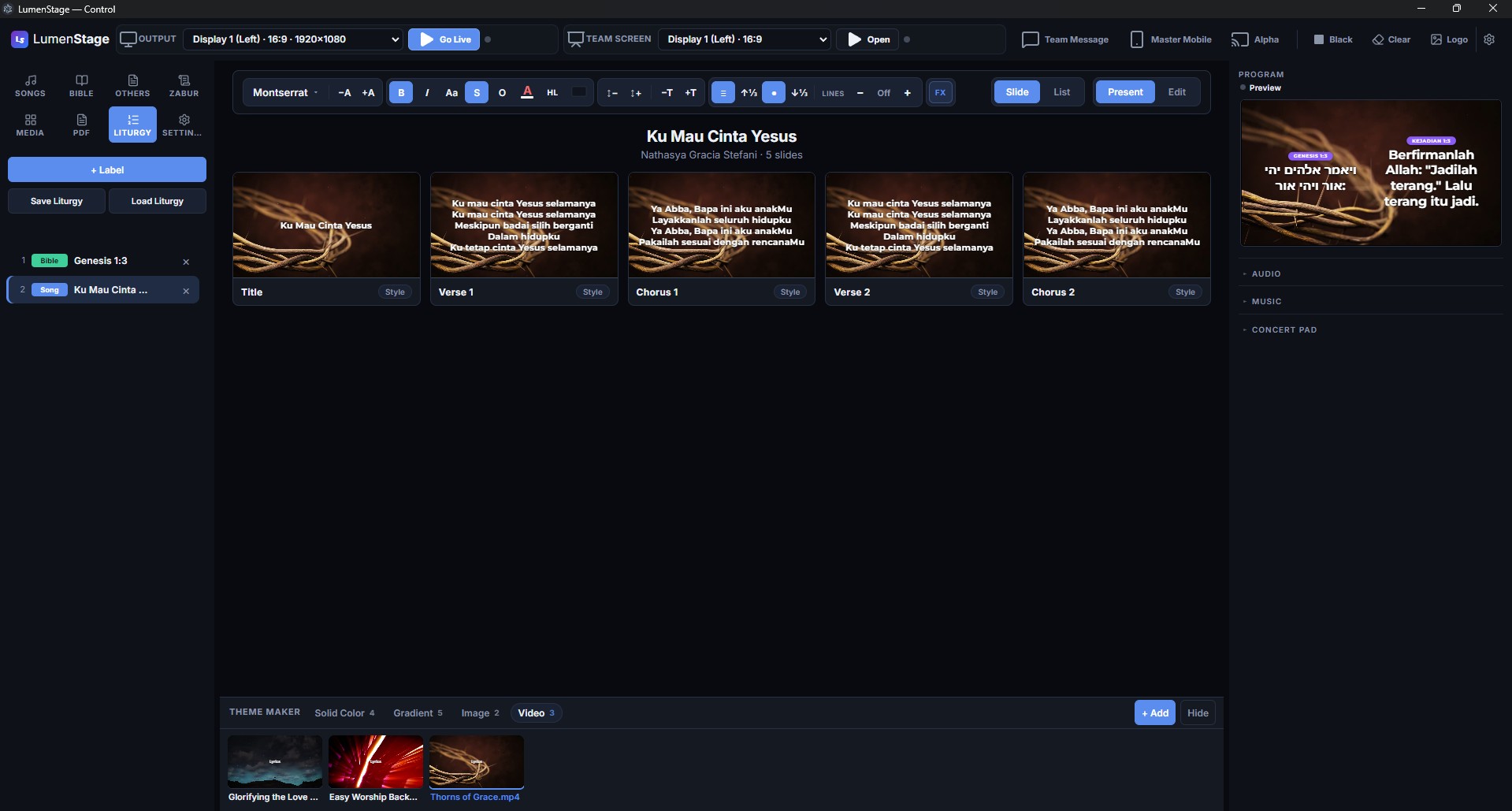 LaymenStage lyric control window